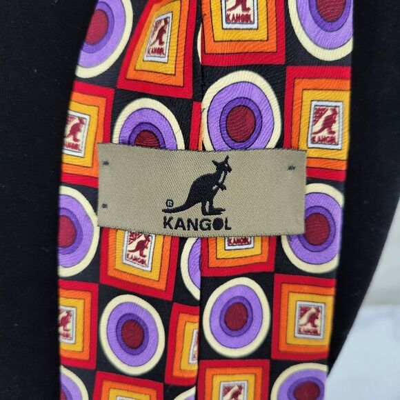Kangol Kangaroo Silk Colorful Geometric Patterned Tie Men's Necktie - Picture 3 of 6